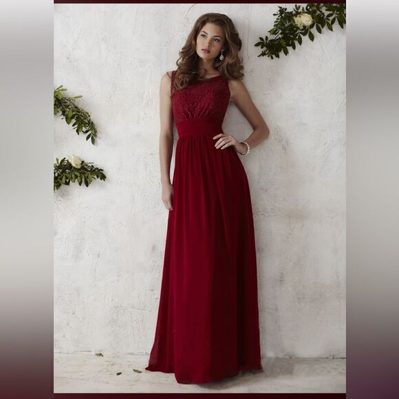 Christina Wu Lace Chiffon Bridesmaid Dress 22675 Mahogany Size 26 NWT - Picture 3 of 8